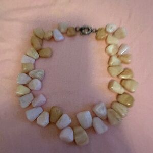 Two-Tone Cream & Pale Pink Stone Beaded Necklace